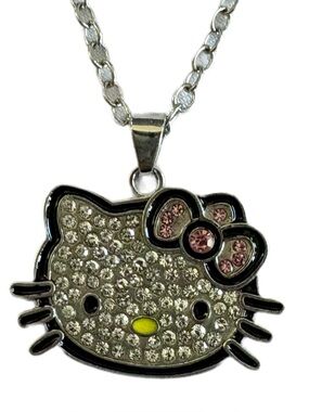 Hello Kitty Silver Rhinestone Pendant Necklace